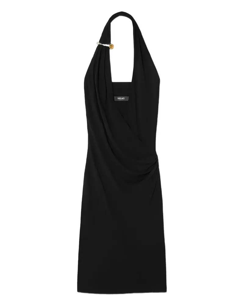 Versace Krepp-Midikleid mit Neckholder - Schwarz Schwarz