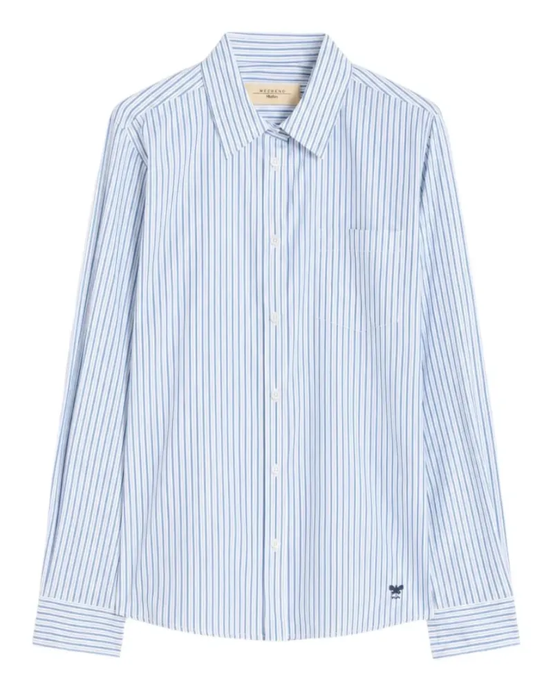 Max Mara vertical-stripe embroidered-logo shirt - Blau Blau