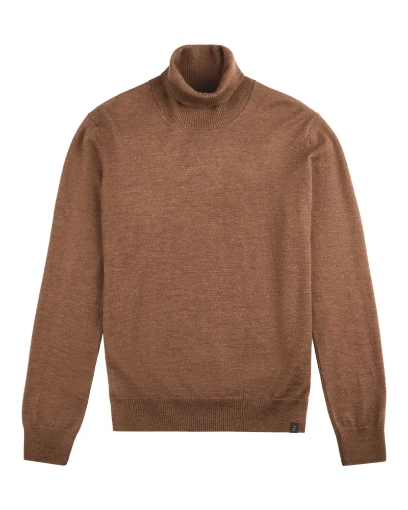 Fay Rollkragenpullover mit geripptem Saum - Braun Braun