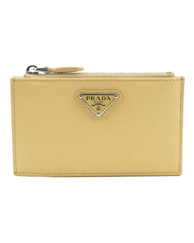Prada Saffiano-leather logo-plaque card holder - Gelb Gelb