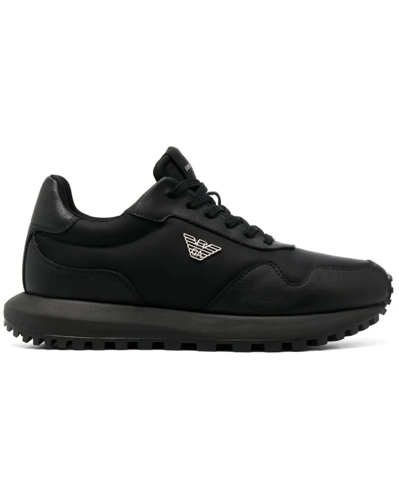 Emporio Armani Sneakers mit Logo-Anhänger - Schwarz Schwarz