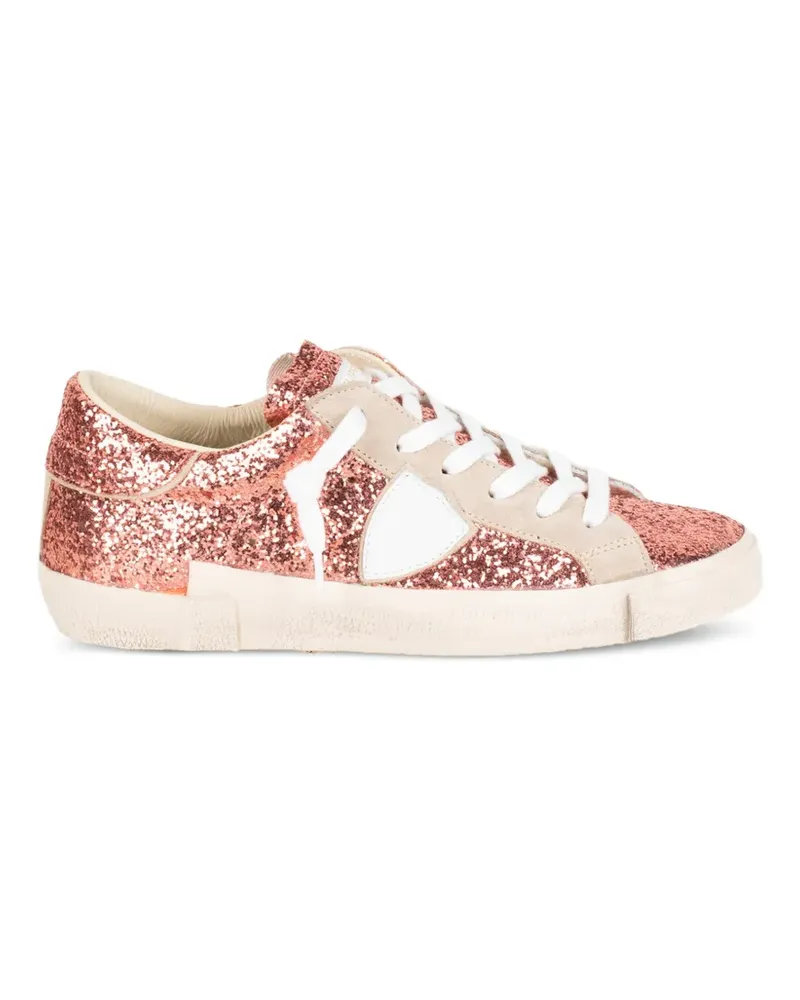 Philippe Model glitter-effect panelled sneakers - Rosa Rosa