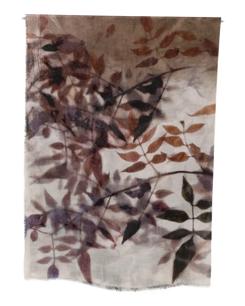 Faliero Sarti Dafne leaf-print scarf - Nude Nude