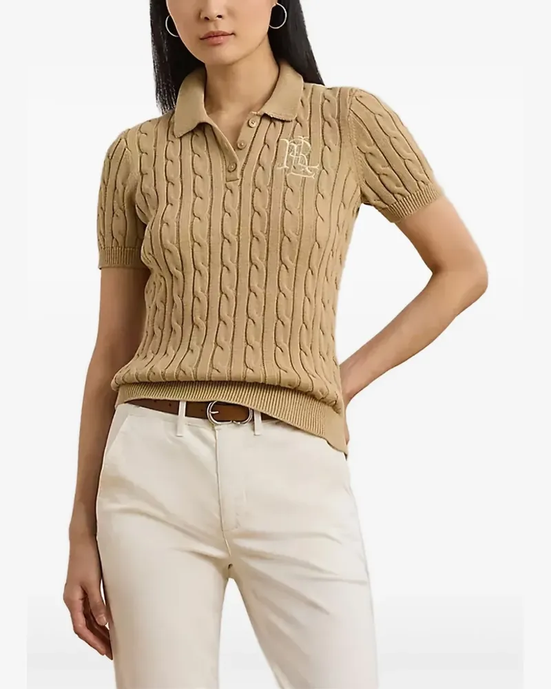 Ralph Lauren cable-knit polo top - Nude Nude