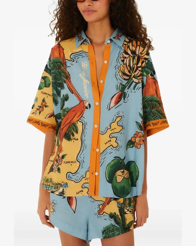 FARM Rio multicolor Beaches Path buttoned shirt - Blau Blau