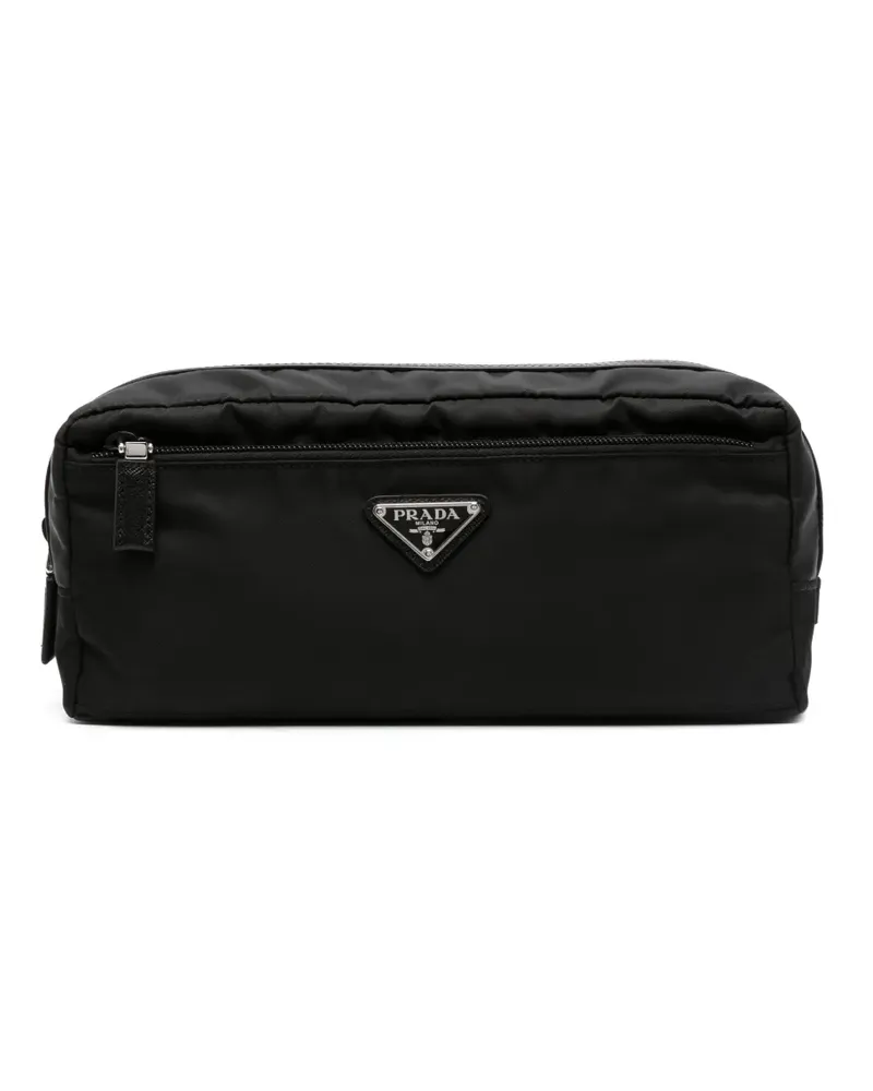 Prada Kosmetiktasche mit Logo-Schild - Schwarz Schwarz
