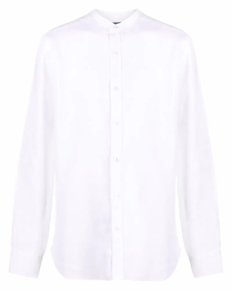 BARBA band collar linen shirt - Weiß Weiß