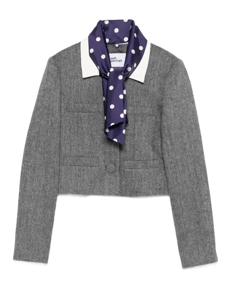 Self-Portrait Cropped-Jacke mit Kragen - Grau Grau