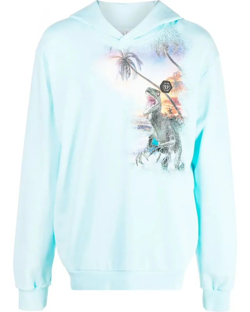 Philipp Plein Hoodie mit Logo-Patch - Blau Blau