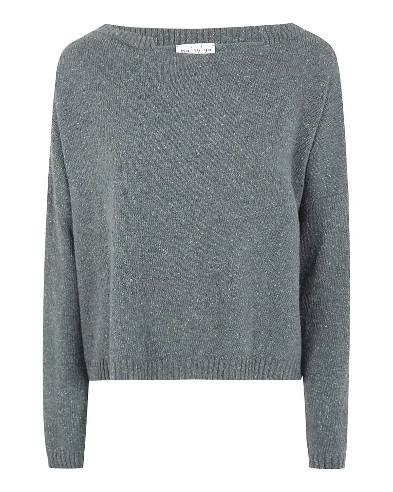 MA'RY'YA Melierter Pullover mit U-Boot-Ausschnitt - Grün Grün