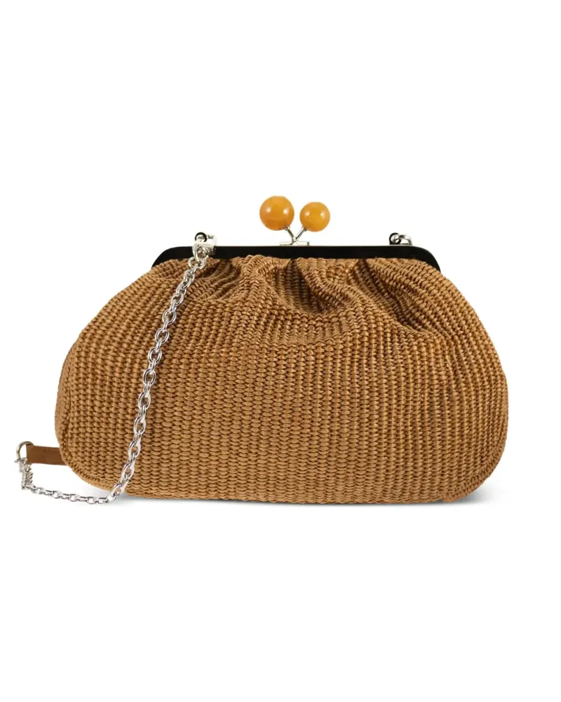 Max Mara medium Pasticcino raffia-effect clutch bag - Braun Braun