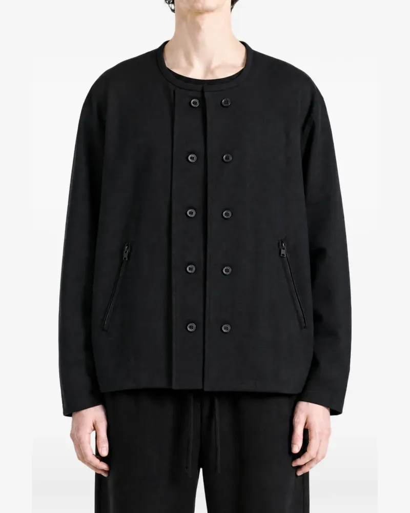Y-3 Doppelreihige Jacke ohne Kragen - Schwarz Schwarz