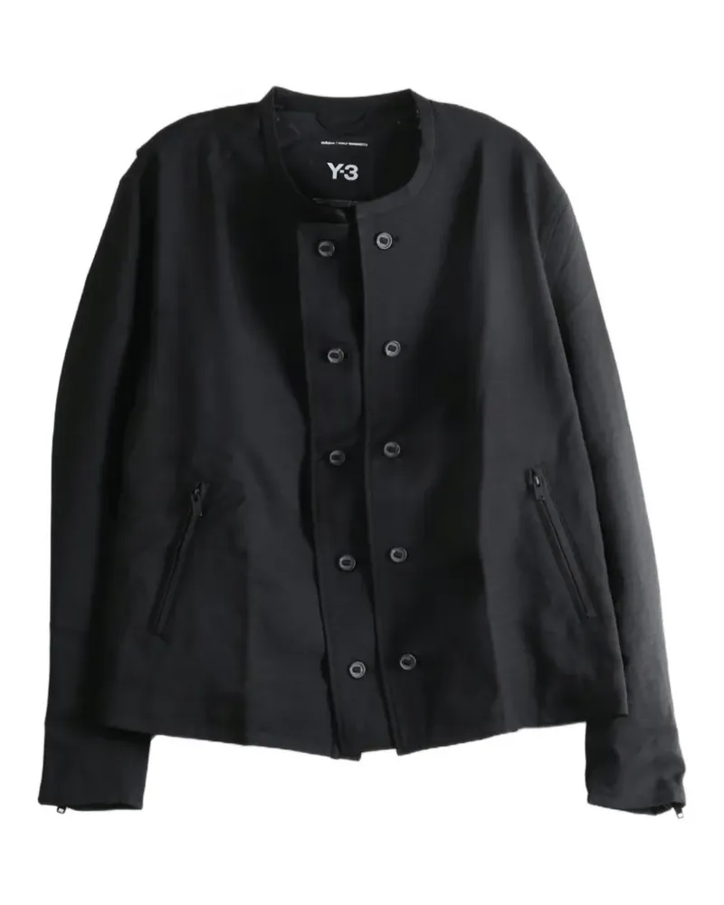 Y-3 double-breasted collarless jacket - Schwarz Schwarz