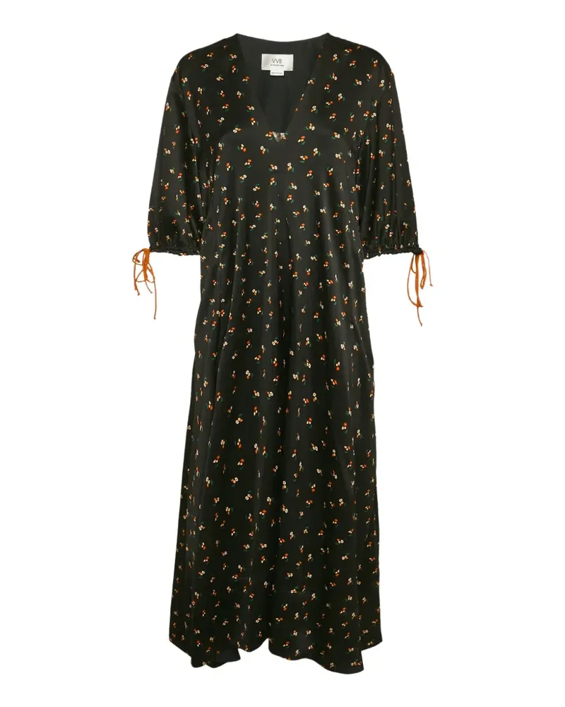 Victoria Beckham Midikleid mit Blumen-Print - Schwarz Schwarz