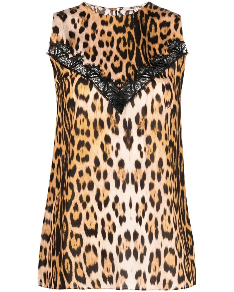 Roberto Cavalli Bluse mit Leoparden-Print Braun