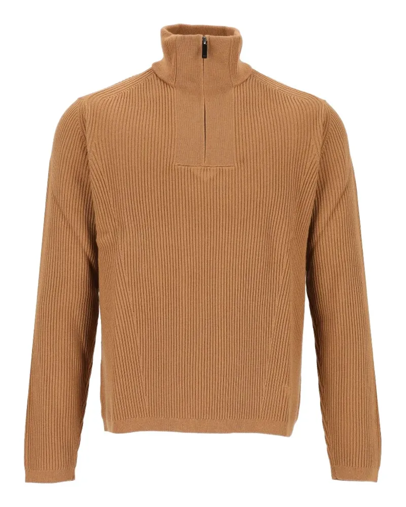 Emporio Armani Gerippter Pullover mit Viertelreißverschluss - Braun Braun