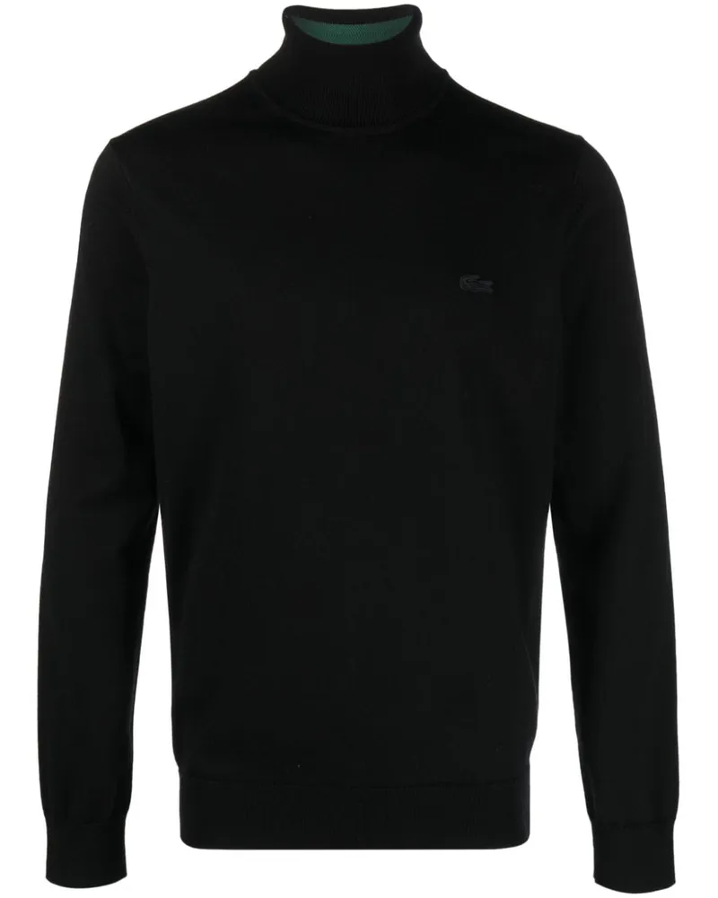 Lacoste Rollkragenpullover mit Logo-Patch Schwarz