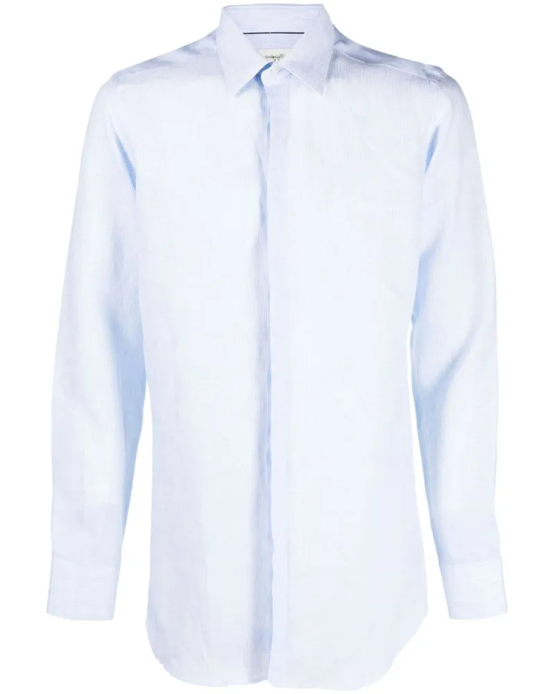 Tintoria Mattei pinstripe-pattern linen shirt Blau