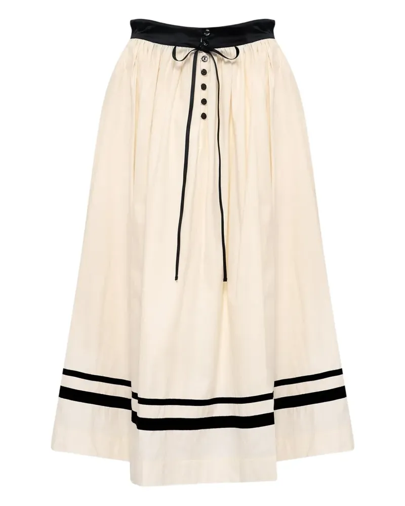 Renli Su button linen midi skirt - Nude Nude