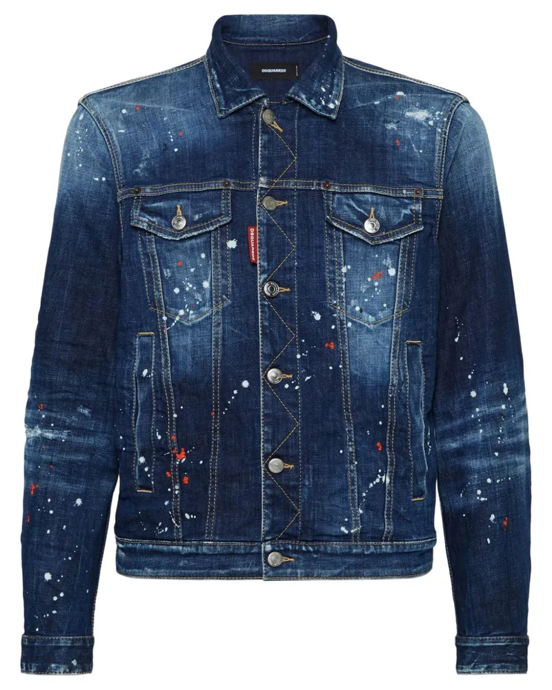 Dsquared2 Jeansjacke mit Farbklecksen - Blau Blau