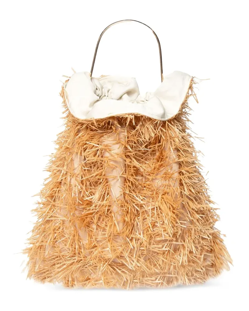 Muller of Yoshiokubo large Savanna fringed bucket bag - Nude Nude