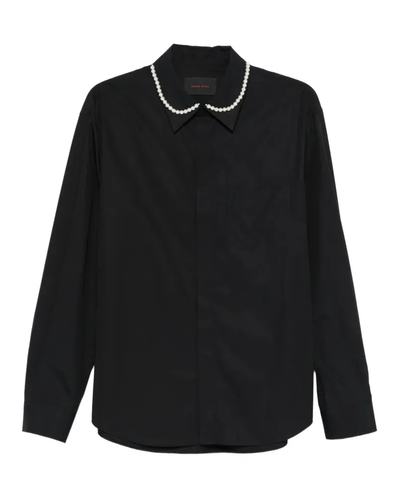Simone Rocha Hemd mit Perlenverzierung - Schwarz Schwarz