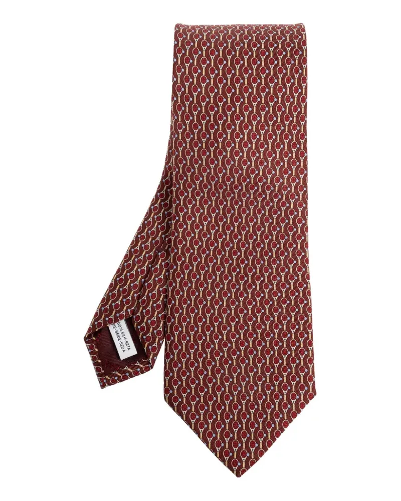 Ferragamo tennis-racket silk tie - Rot Rot