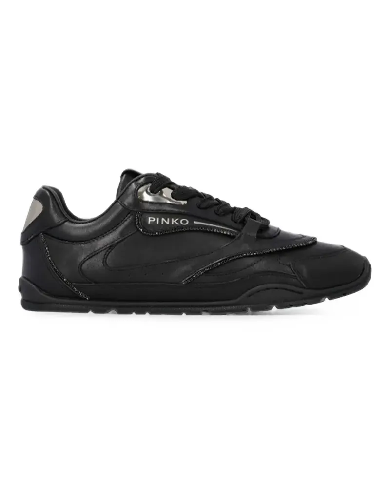 Pinko logo-print panelled sneakers - Schwarz Schwarz
