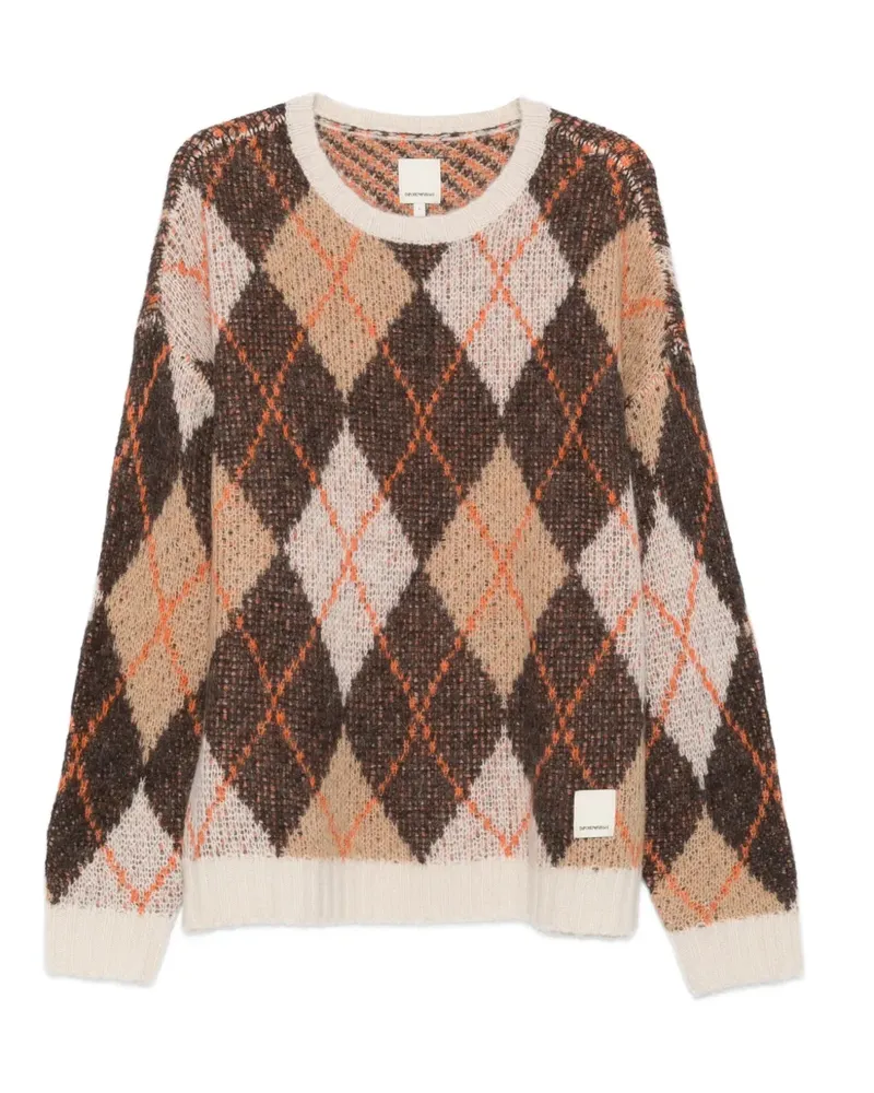 Emporio Armani New York Capsule Collection Pullover mit Argyle-Muster - Braun Braun