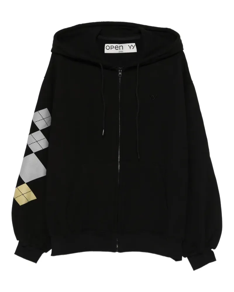 OPEN YY Hoodie mit Argyle-Muster - Schwarz Schwarz
