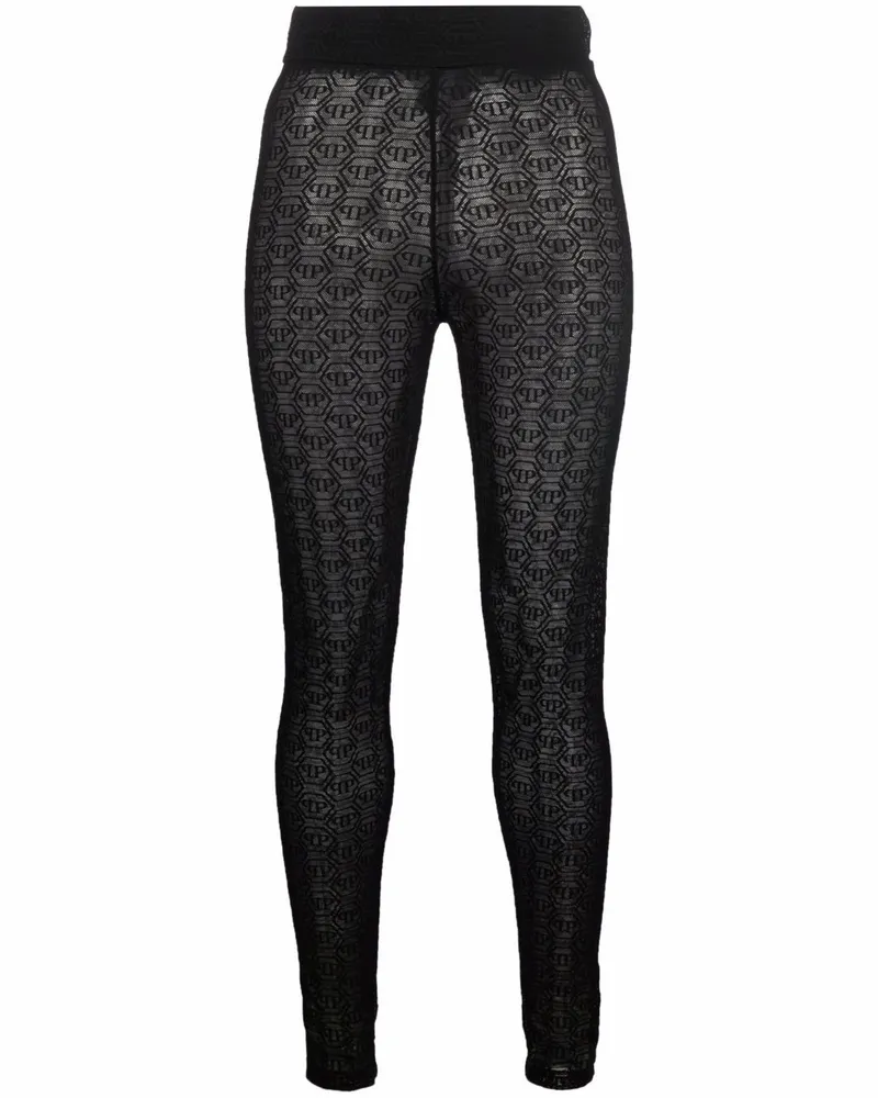 Philipp Plein Leggings mit Monogramm - Schwarz Schwarz