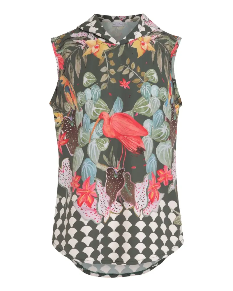 Amir Slama Ärmelloser Hoodie mit Blumenprint - Grün Grün