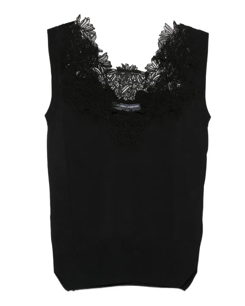 Ermanno Scervino Strickoberteil mit Spitzenbesatz - Schwarz Schwarz