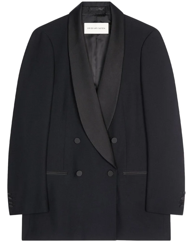 Dries van Noten Doppelreihige Smokingjacke Schwarz