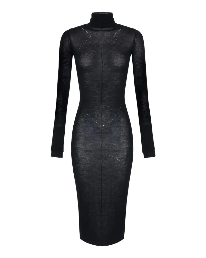 Elisabetta Franchi Minikleid mit Lochstrickmuster - Schwarz Schwarz