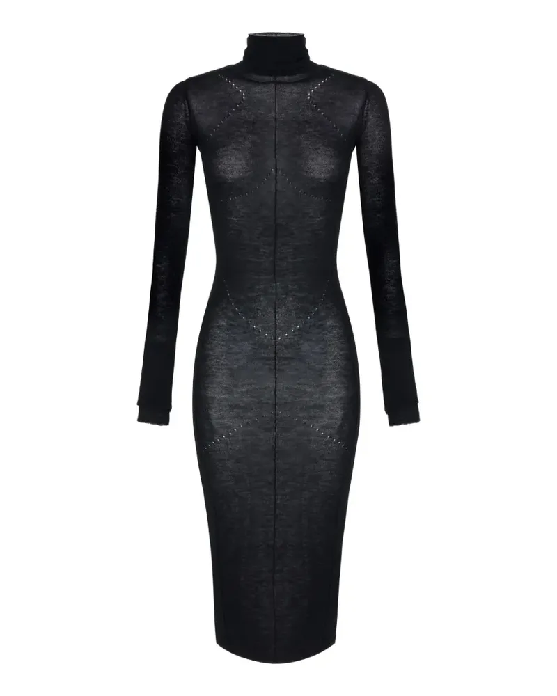 Elisabetta Franchi Minikleid mit Lochstrickmuster - Schwarz Schwarz