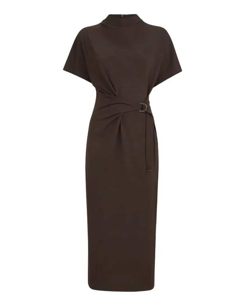 Brunello Cucinelli Monili Wickelkleid mit Gürtel aus technischem Wolljersey - Braun Braun