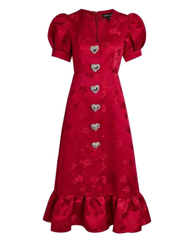 Sister Jane Carnival heart-embellished puff-sleeve dress - Rot Rot