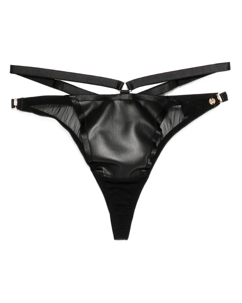 Something Wicked Mia Tanga mit Riemen - Schwarz Schwarz