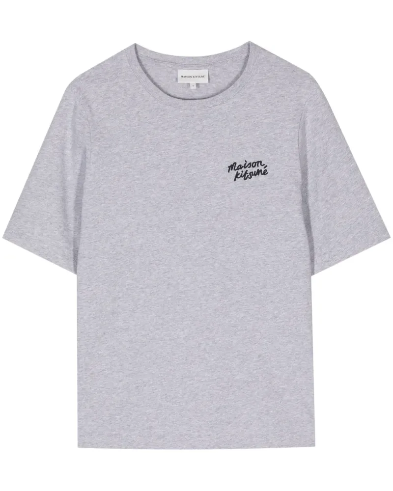 Kitsuné T-Shirt mit Logo-Stickerei - Grau Grau