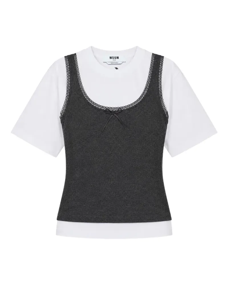 MSGM layered lace-trim T-shirt - Weiß Weiß