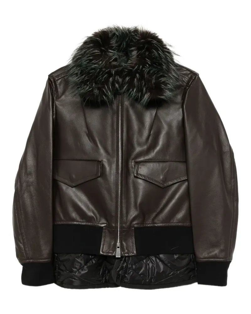 Sacai 2 in Lederjacke - Braun Braun