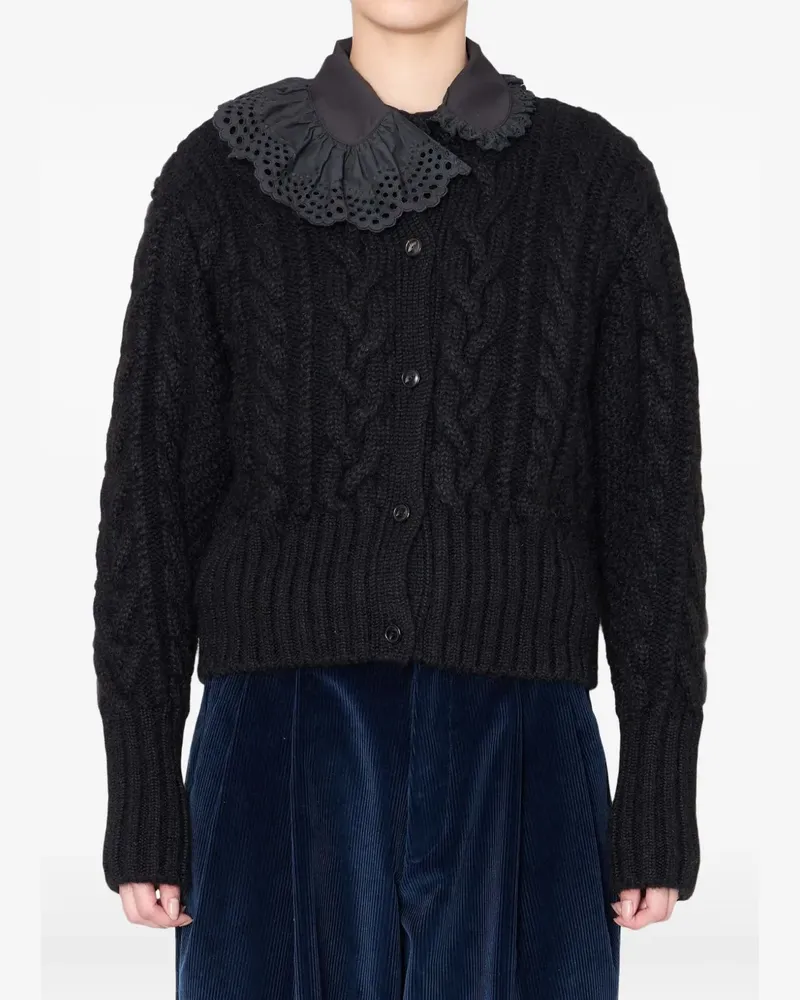 kolor Cardigan mit Kontrastkragen - Schwarz Schwarz