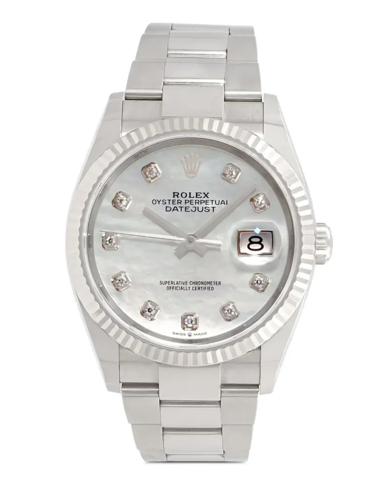 Rolex Datejust Armbanduhr mit geriffelter Lünette 36mm - Weiß Weiß