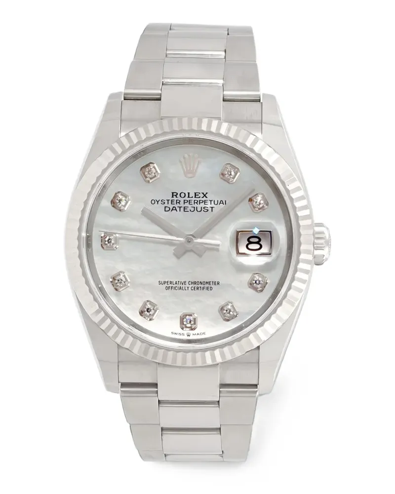 Rolex Datejust Armbanduhr mit geriffelter Lünette 36mm - Weiß Weiß