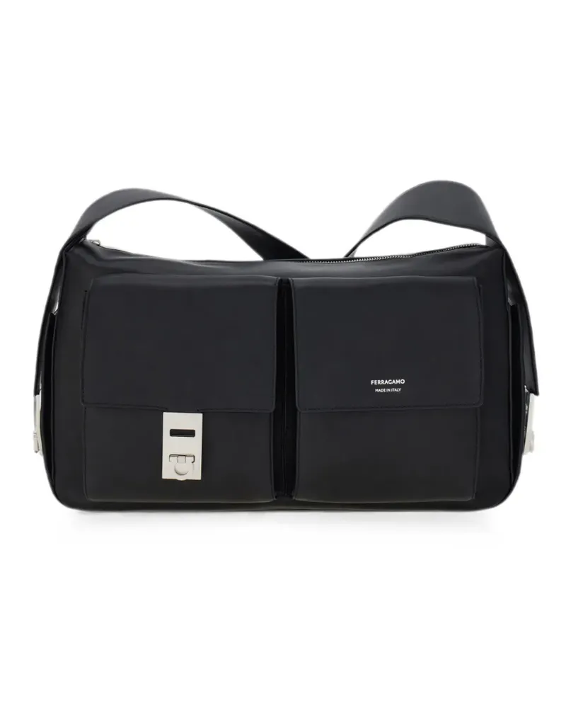 Ferragamo Große Kuriertasche mit Hug-Schnalle - Schwarz Schwarz