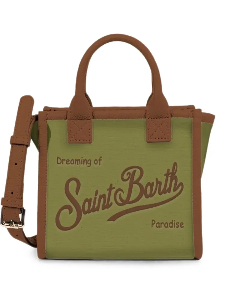 MC2 Saint Barth logo-embroidered calf leather-trim tote bag - Grün Grün