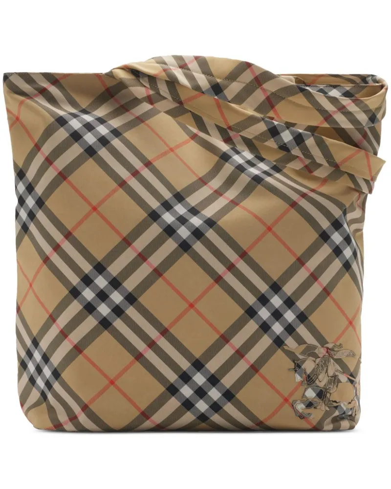 Burberry Tote Bag mit Check - Braun Braun