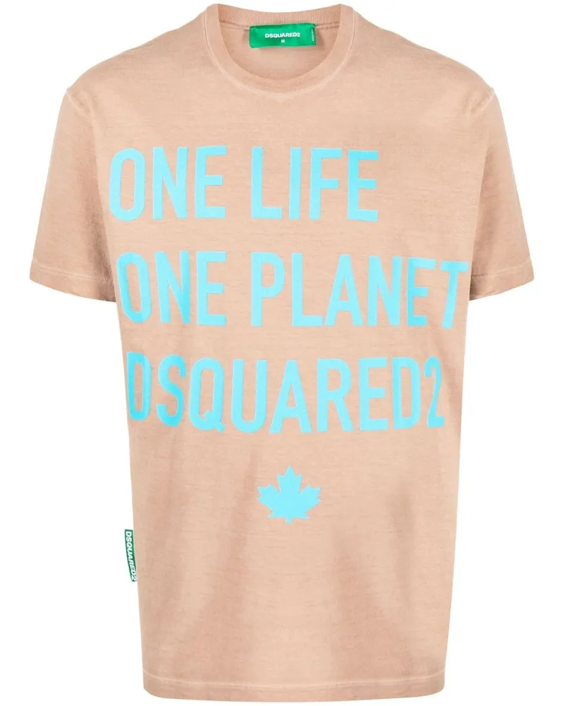 Dsquared2 T-Shirt mit Slogan-Print - Braun Braun