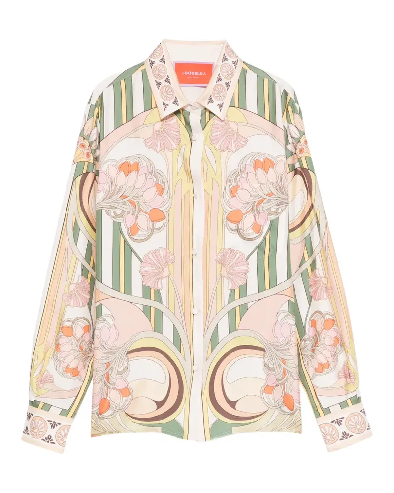 La DoubleJ Gestreiftes Hemd mit Blumen-Print - Nude Nude